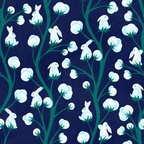 Cottontail Bunnies Navy Small Scale