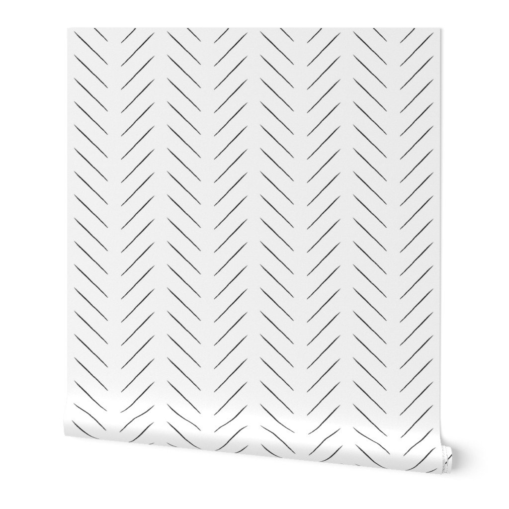 skinny tribal chevron - black on white - medium