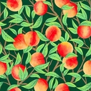 Dainty Peach Tree in Forest Green