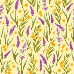 Ditzy Lavender and Tarragon in Pale Yellow