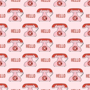 Valentines Pink retro telephone hello muted