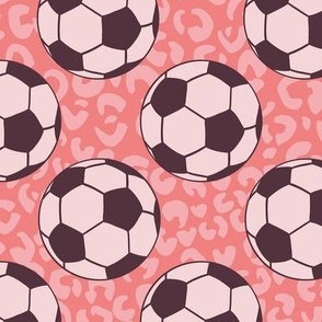 Soccer Sporty girls Pink Leopard background