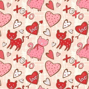 Valentine cookies Valentines Cats xoxo Hearts