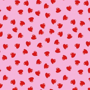 heart candy on pink with white polka dots