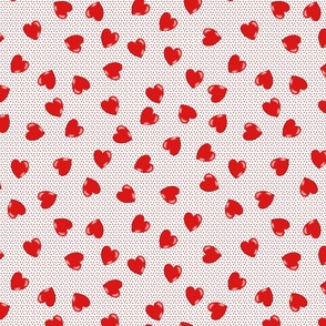 heart candy on white with red polka dots