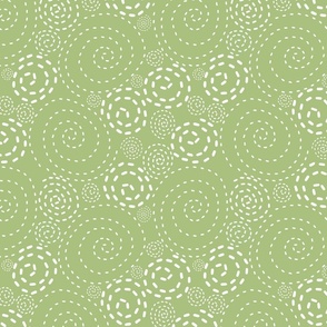 Swirls of Dots - Cherry Blossom Pastel/Light Green