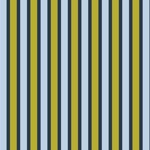 Classic Spring Stripes (#2) - Narrow Ribbons of S.F. Navy with Dusty Chartreuse and S.F. Fog