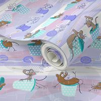 Teeny Sewist Mice in Tiny Thimbles -- Pastel Sewing Notions with Mouse Friends -- 357dpi (42% of Full Scale)
