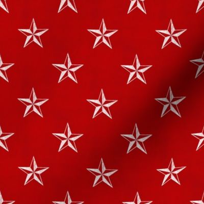 Distressed Nautical Stars, White on Red