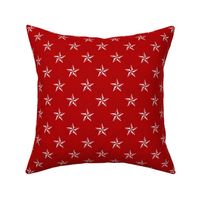 Distressed Nautical Stars, White on Red