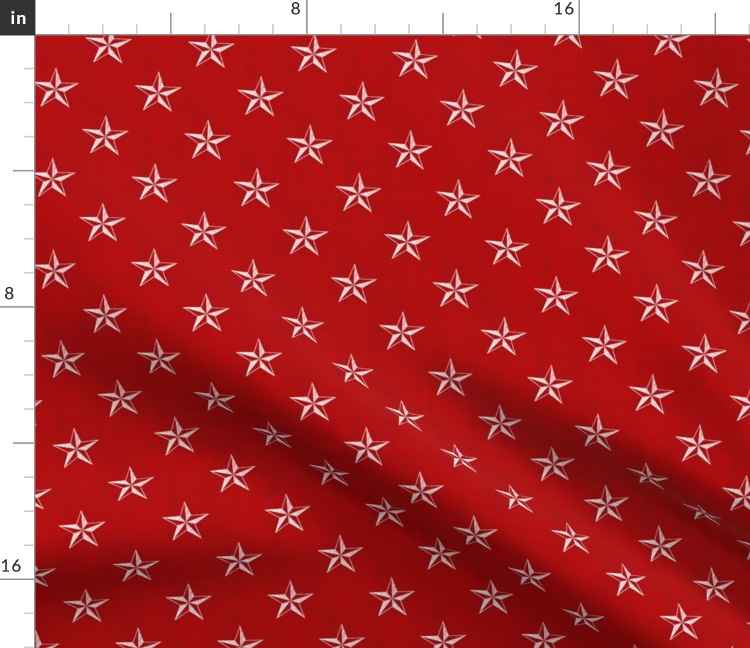 Distressed Nautical Stars, White on Red