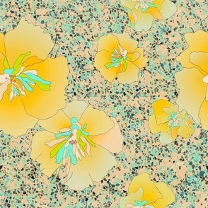 Spring collection Flowers on terrazzo Sand and Mint