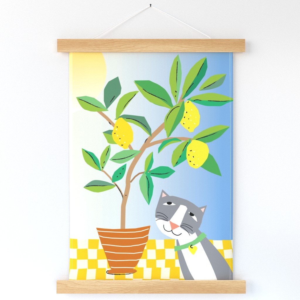 My Lemon Tree and My Cat Spoonflower Wall Hanging