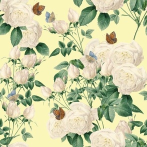 WHITE ROSE CHINTZ - ENGLISH GARDEN COLLECTION (LEMON)