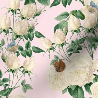 WHITE ROSE CHINTZ - ENGLISH GARDEN COLLECTION (PINK)