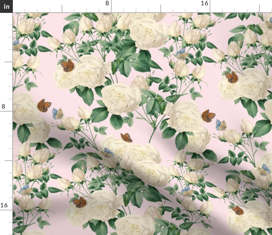 WHITE ROSE CHINTZ - ENGLISH GARDEN COLLECTION (PINK)