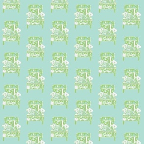 High Back Arm Chair Blue Aqua Celery