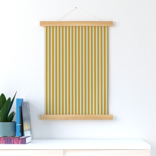 Classic Spring Stripes (#5) - Narrow Ribbons of Dusty Chartreuse with  Desert Sun and Blue Fog