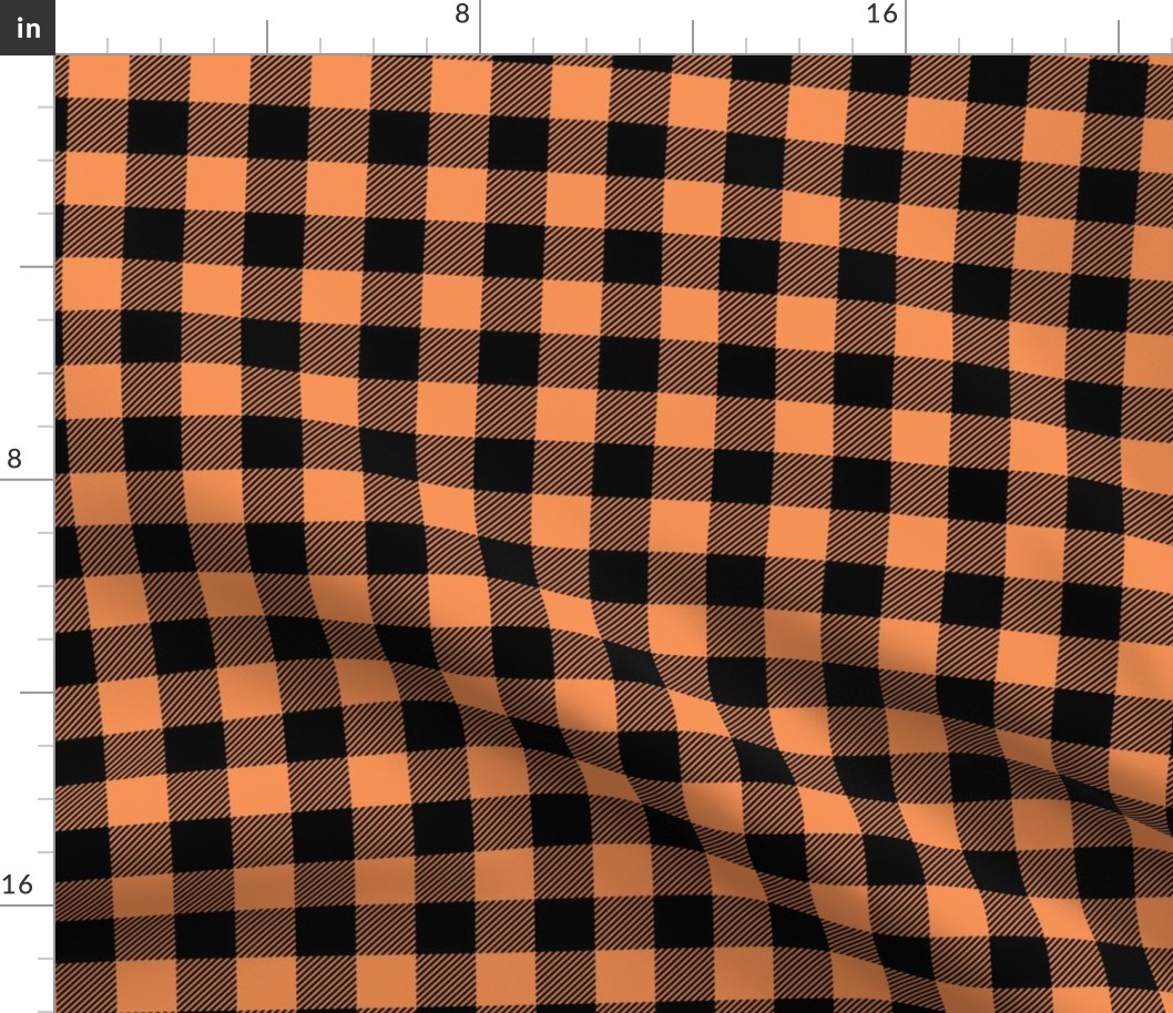 buffalo plaid tangerine orange 1"