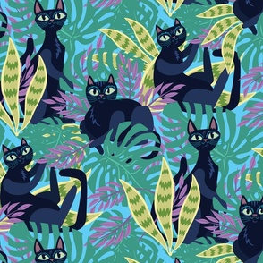 Tropical Cats Turquoise