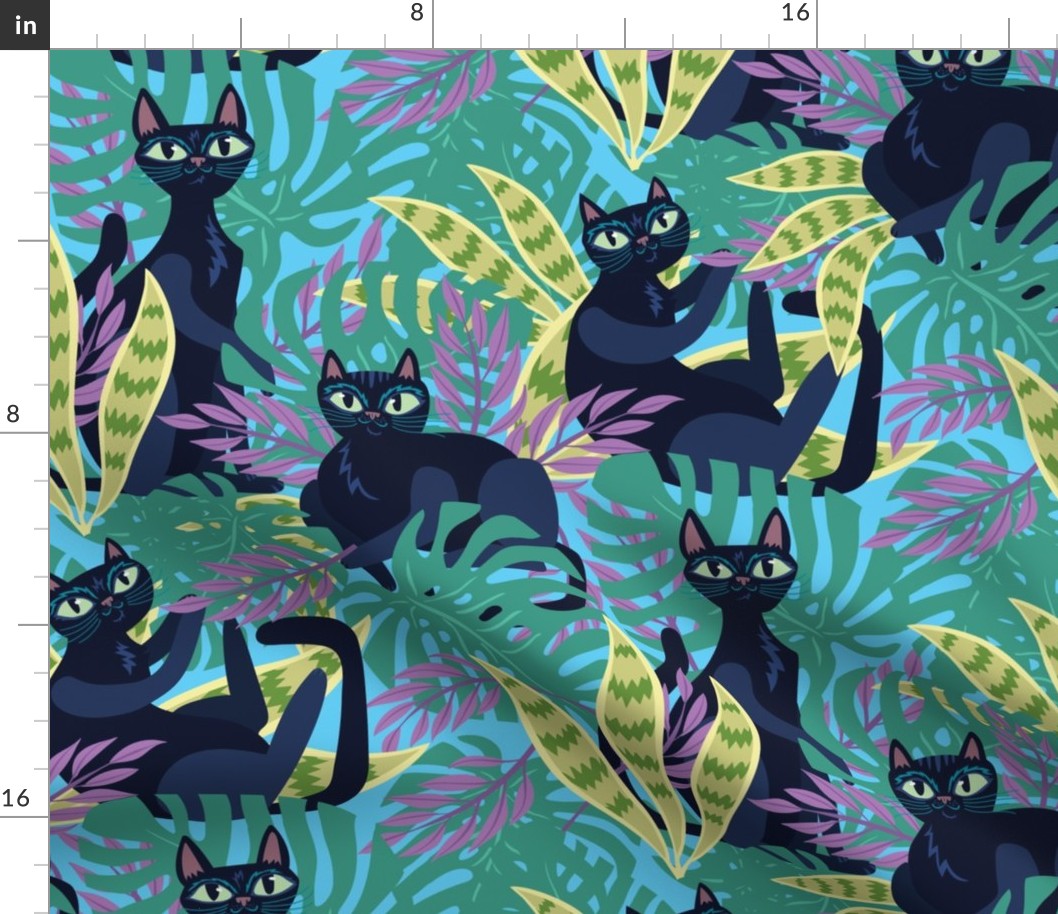 Tropical Cats Turquoise