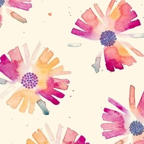Happy Pink watercolor daisy flowers (large)