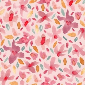 Pink Cream Mavue Flowers Watercolour small scale