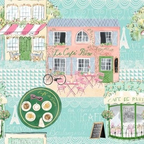 Illustrated French Cafe - 9" repeat