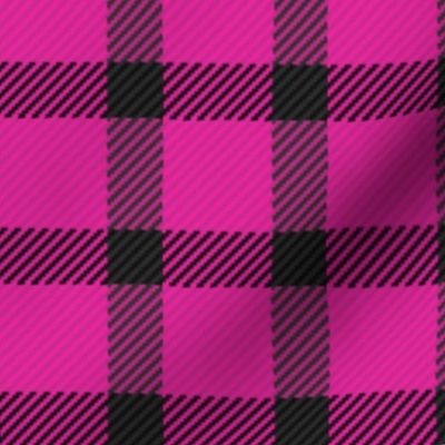 Hot Pink with Narrow Black Buffalo Check Plaid