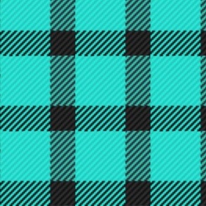 Turquoise with Narrow Black Buffalo Check Plaid