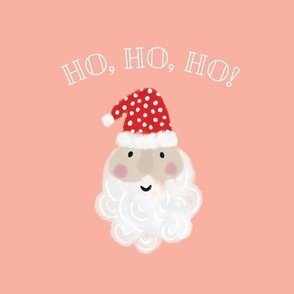 9" square: ho, ho, ho! santas on christmas pink