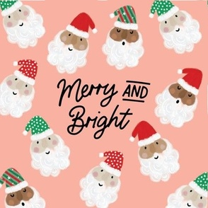 9" square: merry and bright on christmas pink