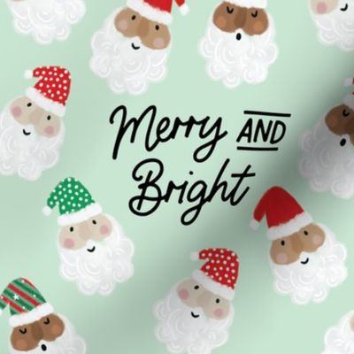 9" square: merry and bright on christmas mint