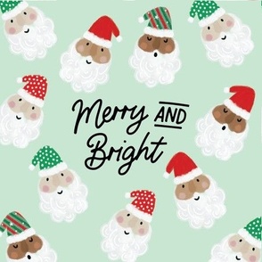 9" square: merry and bright on christmas mint