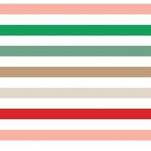 1/2" christmas stripes: red, pink, tan, brown, green