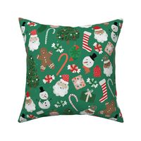 merry christmas scene on dark christmas green