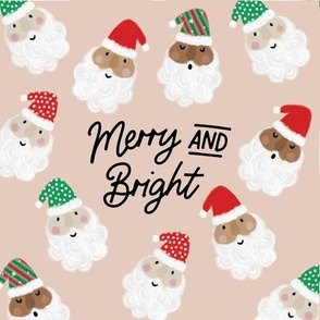 9" square: merry and bright on christmas blush