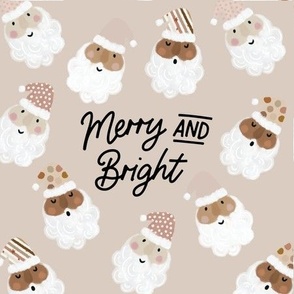 9" square: merry and bright on christmas tan