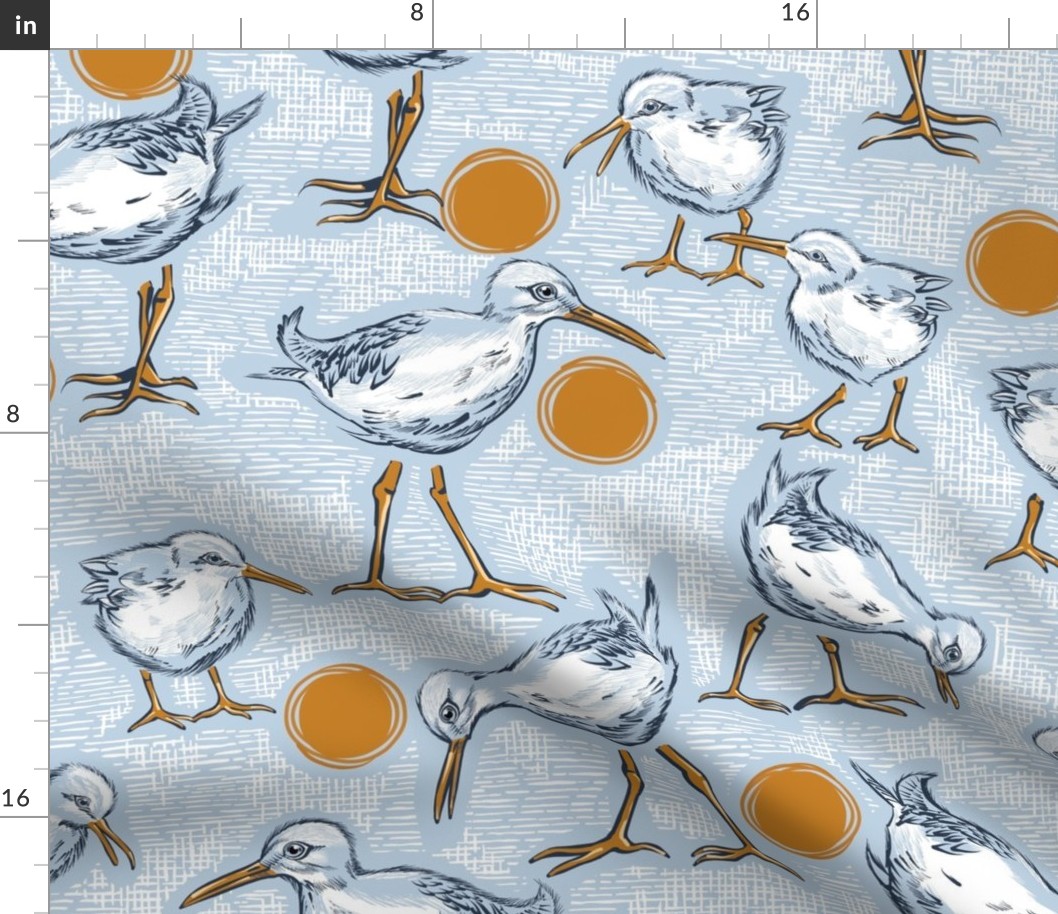 Sunny Sandpipers | Fog Blue