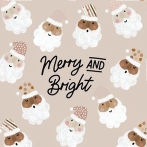 6" square: merry and bright on christmas tan