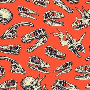 Orange & Navy Dinosaur Skulls