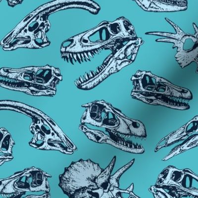 Turquoise Blue Dinosaur Skulls