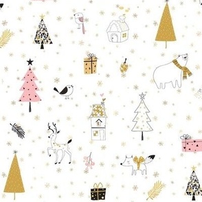 Gold and Pink Christmas Forest
