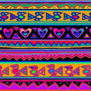 Inca Folk Art Valentine Kitsch - DC 12266210 - Red Pink Black