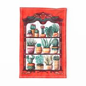 Cactus and Succulent Indoor Garden Tea Towel