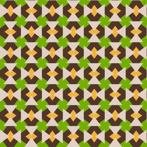 Funky boho geometrics triangle diamonds green yellow brown