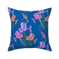 Iris Ballet & Bird #2 - ocean blue, medium to large