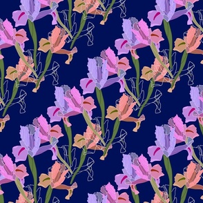 Iris Frenzy! - midnight blue, medium to large