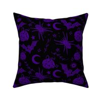 Halloween// Spider web // Black and Purple Bat and Pumpkins 