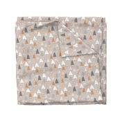Boho christmas trees candy and snow flakes in beige caramel white charcoal on beige